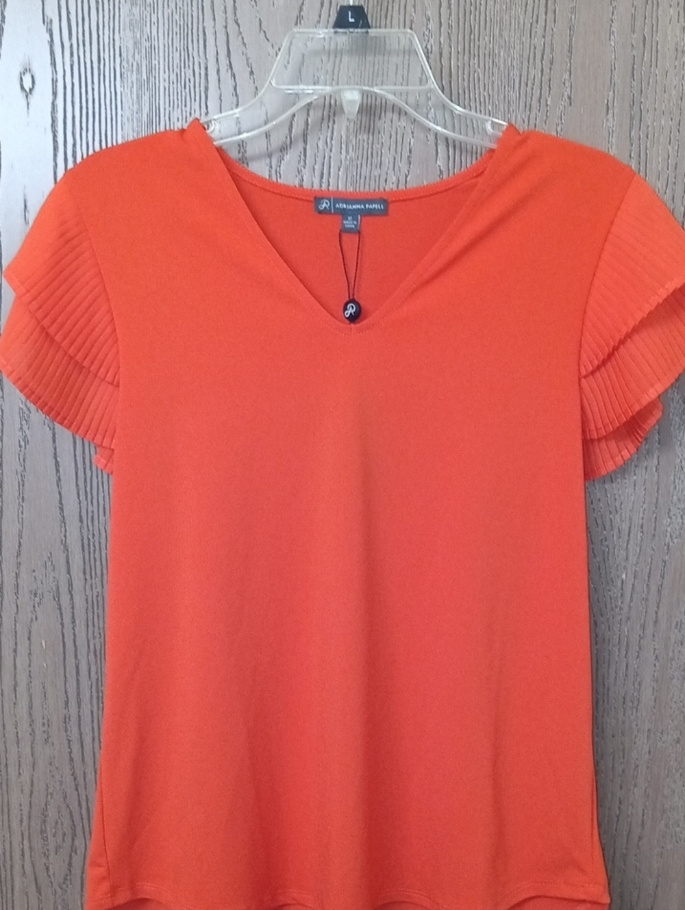 New Adrianna Papell Orange V-Neck Flutter Sleeve Top| Size M